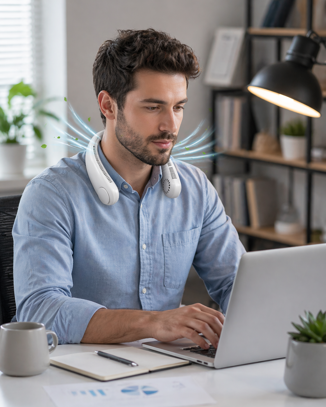 Leafless Hanging Neck Fan – Rechargeable Hands-Free Cooling Fan with 3 Speed Control