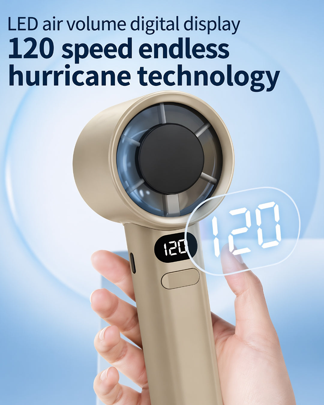 Portable Mini Fan 120 Speed LED Display